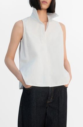 Mango Sleeveless Cotton Button-Up Shirt in White at Nordstrom, Size 8
