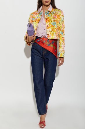 Versace Short Crinkled Jacket, Womens, Multicolour