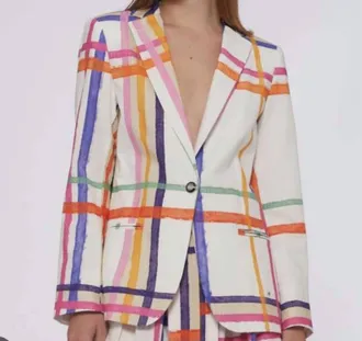 Vilagallo Watercolor Stripe Blazer In Multi