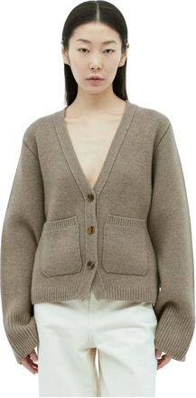Khaite Kasjmier V-hals Vest met Zakken - Dames - Cashmere truien - Beige - M - Kasjmier - Truien & Vesten