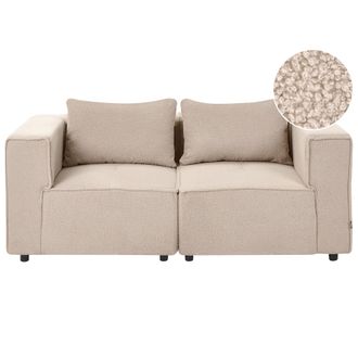 Beliani Sof&aacute; Modular Moderno De Boucl&eacute; De 2 Plazas Con Dos Piezas Esquineras Modulares Beige Axebo