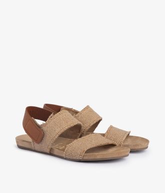 Pedro Garcia flat double band sandal in beige linen | Josefin | Spring Summer 26 | PEDRO GARCIA