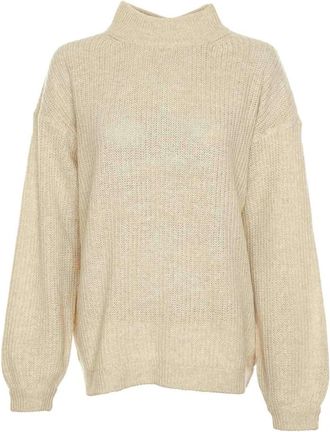 American Vintage Zachte Gebreide Coltrui - Dames - Coltruien - Beige - M/L - Truien & Vesten