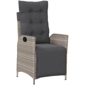 vidaXL Vidaxl - Sill&oacute;n Reclinable De Jard&iacute;n Con Reposapi&eacute;s Rat&aacute;n Pe Gris Claro