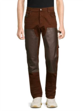 Amiri Denim Leather Workman Pants In Brown