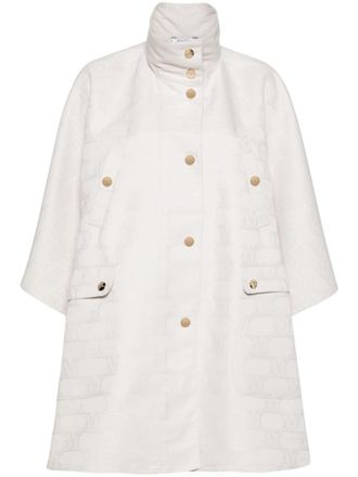 Max Mara White monogram-jacquard cape
