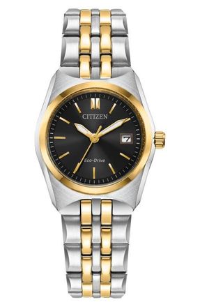 Citizen Classic Bracelet Watch, 27mm in Two-Tone Black at Nordstrom