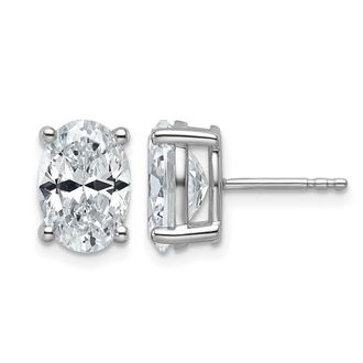 Diamond2Deal 14k White Gold 4 ctw Lab Grown Diamond Oval Stud Earrings