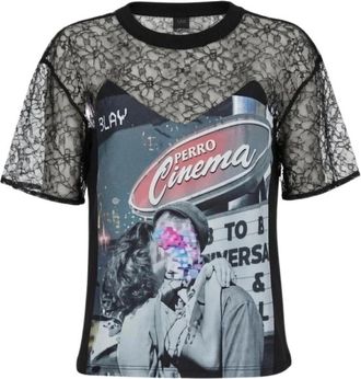 Pinko Daisies T-shirt - Dames - T-shirts - Zwart - S - Katoen - Tops