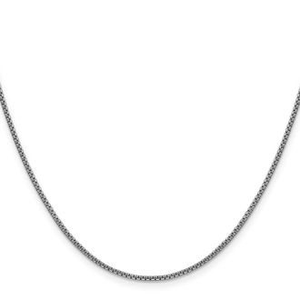 Diamond2Deal 14K White Gold 1.5mm Semi-Solid Round Box Chain Necklace