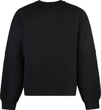Saint Laurent Mens Crew-Neck Cotton Sweatshirt Black Sweatshirts Sweater