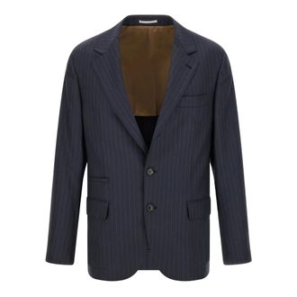 Brunello Cucinelli Pinstripe Virgin-Wool Blazer - male - Brunello Cucinelli - Blazers - Blue - XL - Jackets