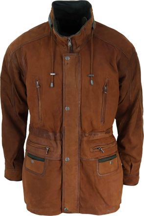 TruClothing Suede Safari Hunting Duffle Coat Leather