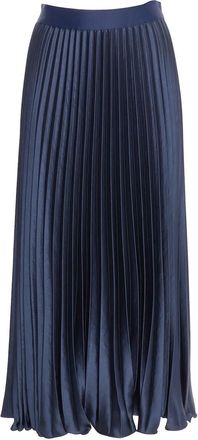 Max Mara Navy Pleated Satin Midi Skirt Size L