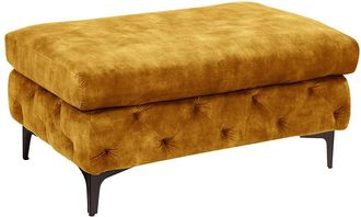 Global Interiors Grosser Samthocker Modern Barock 92 x 62 cm - Senfgelb