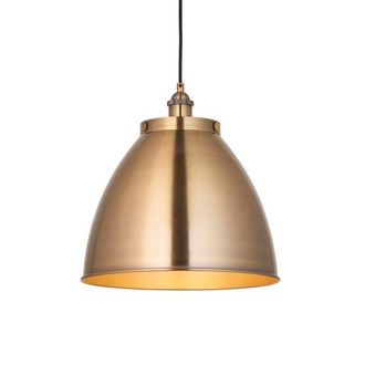 Netlighting Franklin 33cm Pendant Ceiling Lamp Antique Brass Plate in Yellow