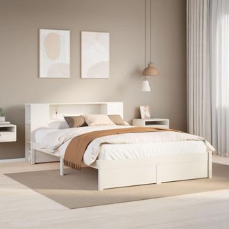 Berkfield Home Bookcase Bed without Mattress White 150x200cm King Size Solid Wood Pine