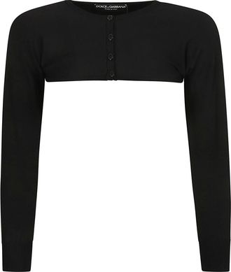 Dolce & Gabbana Truien & Vesten, Dames, Zwart, S, Polyester, Kim Cropped Cardigan