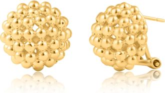 MAX + STONE Gold Plated Over 925 Sterling Silver Large Round Beaded Stud Earrings