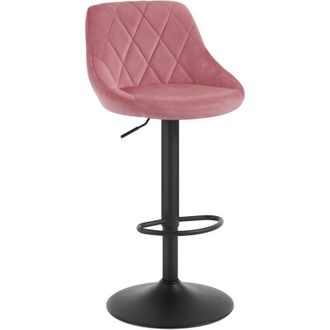 Woltu Sgabelli bar, Set di 1 Sgabelli da Bar in Velluto Sgabelli Alti Cucina con Schienale, Sedie da Bar Regolabile e Girevole, Rosa