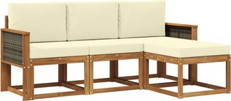 vidaXL Conjunto De Sof&aacute;s De Exterior 4 Uds. Natural Y Crema Vidaxl