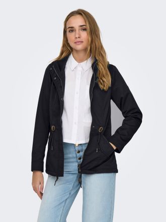 Only Parka ONLY ONLLORCA LIFE CANVAS PARKA CC OTW, Damen, Gr. XL, blau graphite, Web, Obermaterial: 80% Polyester, 20% Baumwolle, unifarben, regular fit h&uuml;