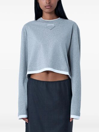 Prada Top corto con applicazione - Grigio