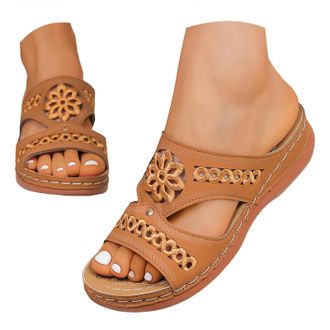 Generic Women 2026 Orthopedic Sandals Summer Shoes Women Dressy Comfortable Arch Support Wedge Non Slip Flip-Flops, PU Leather Slides, Shoes for Dressy Summer