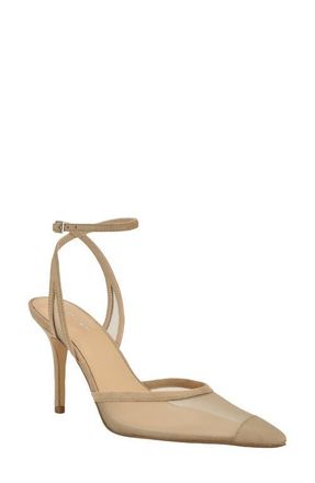 Calvin Klein Ozala Ankle Strap Pump in Light Natural Mesh at Nordstrom, Size 5.5