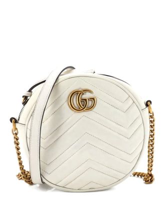Gucci GG Marmont matelass&eacute; leren ronde mini-crossbodytas - Wit