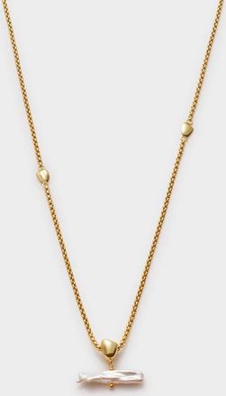 Katie Loxton Sol Pearl T-Bar Necklace in Gold Coated at Nordstrom, Size 18