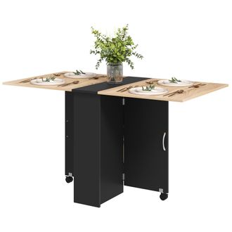 HOMCOM Tavolo Allungabile 4-6 Persone Ruote E Ripiani 140x75x74cm Rovere E Nero - Homcom