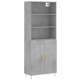 vidaXL Vidaxl - Aparador Alto Madera Contrachapada Gris Hormig&oacute;n 69,5x34x180 Cm
