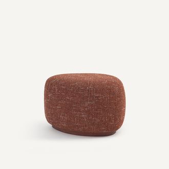 AM.PM Voetsteun, stoffen poef en onderstel van massief notenhout, JERRY