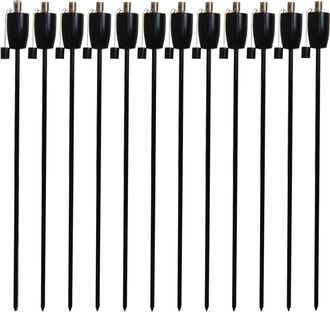 Harbour Housewares 12x Outdoor Flame Torches - Barrel Metal Garden Fire Torch Lighting in Black