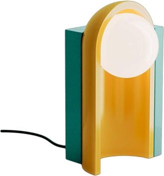Ferroluce Ferroluce - Lampada Da Scrivania Decò Cléo Ceramica Turchese e Giallo 1 Luce E27
