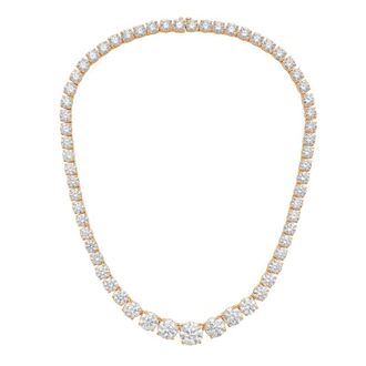 Diana M. Jewels 14kt Rose Gold 110cts lab grown Round diamond 4 Prong Graduated tennis necklace
