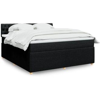 vidaXL Vidaxl - Cama Box Spring Con Colch&oacute;n Tela Negro 180x200 Cm