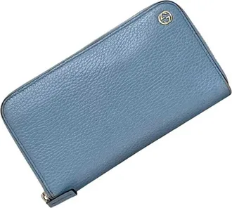 Gucci Light Blue Leather Long Wallet (Bi-Fold) (Pre-Owned)