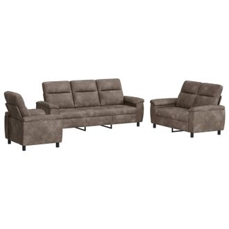 vidaXL Set Di Divani 3 Pcs Grigio Chiaro Pelle Scamosciata Sintetica Vidaxl