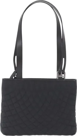 Bally Handbag Quilted Nylon Black Nylon Handbag (Pre-Owned)