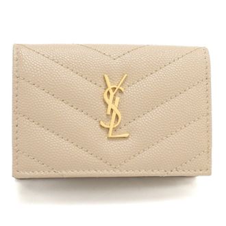 Saint Laurent Beige Leather Wallet (Tri-Fold) (Pre-Owned)