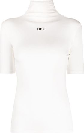Off-white logo-print high-neck T-shirt - women - Viscose/Spandex/Elastane - 38