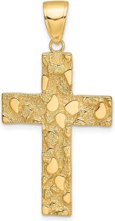 Diamond2Deal 10k Yellow Gold Polished Textured Nugget Style Cross Pendant