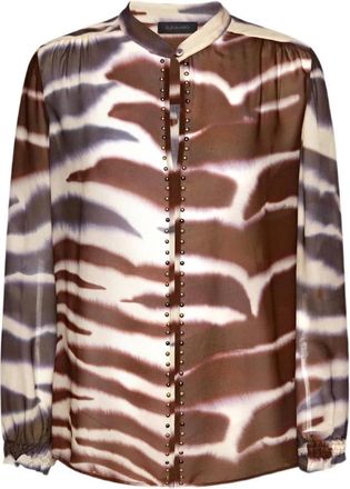 Elena Miro Dames, Blouses & Shirts, Bruin, Maat: 2XL Viscose