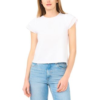 CeCe by Cynthia Steffe Double Ruffle Sleeve Top in Ultra White at Nordstrom, Size X-Large