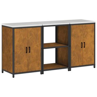Berkfield Home Kitchen Storage Set with Shelf with Storage with Door 3 pcs Rusty in Brown