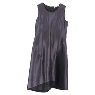 Jil Sander Jil Sander midi-jurk met ronde hals in metallic grijs polyester