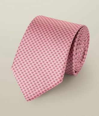 CHARLES TYRWHITT Silk Patterned Tie - Light Pink Size OSFA by Charles Tyrwhitt