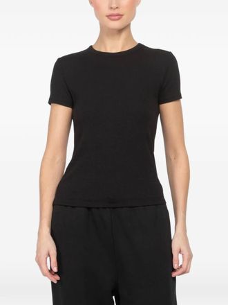 Velvet crew-neck ribbed T-shirt - Black